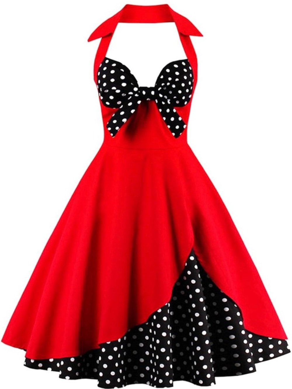 NWT Women Vintage Polka Dot 1950s Rockabilly Halter Audrey Dress Retro